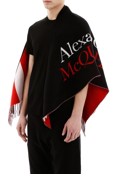 Shop Alexander Mcqueen Jacquard Logo Scarf In Black Ivory