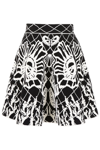 Shop Alexander Mcqueen Jacquard Skirt In Black Ivory