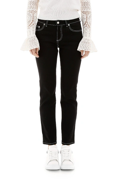 Shop Alexander Mcqueen Jeans With Contrast Stitches In Black