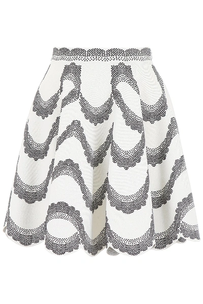 Shop Alexander Mcqueen Knit Mini Skirt In Ivory Black