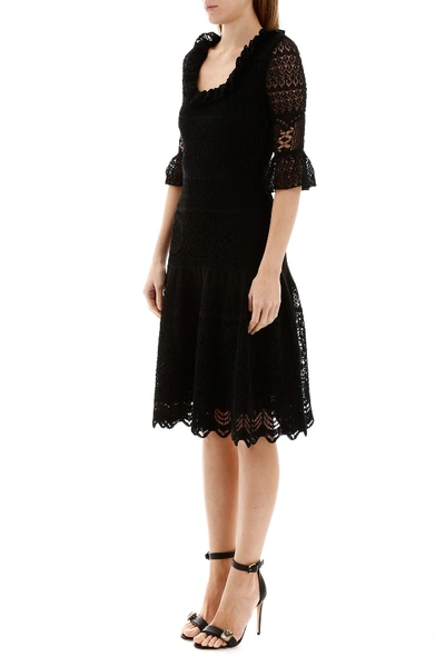 Shop Alexander Mcqueen Lace Midi Dress In Black