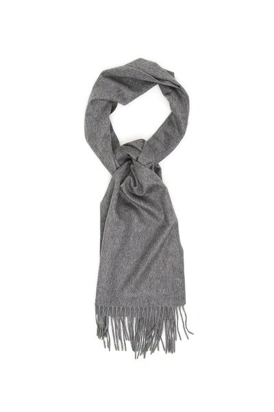 Shop Alexander Mcqueen Logo Scarf In Graphite