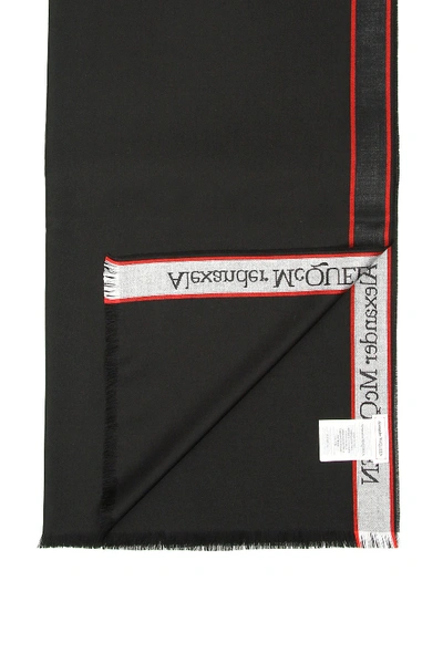 Shop Alexander Mcqueen Logo Scarf In Black Red