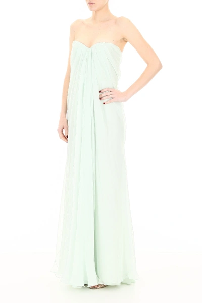 Shop Alexander Mcqueen Long Silk Dress In Mint