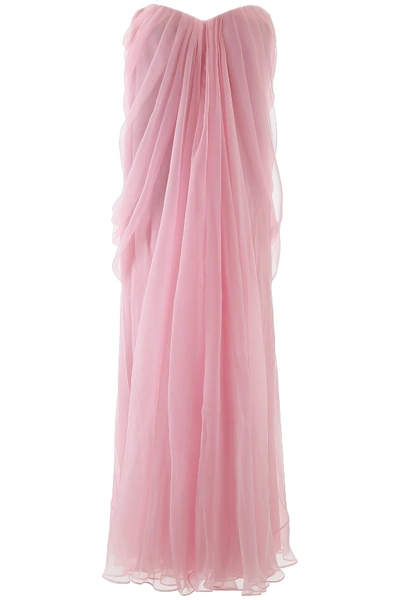 Shop Alexander Mcqueen Long Silk Dress In Rosebud