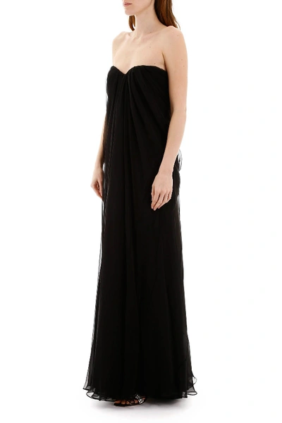 Shop Alexander Mcqueen Long Silk Dress In Black