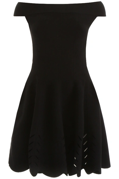 Shop Alexander Mcqueen Off-shoulder Dress In Black
