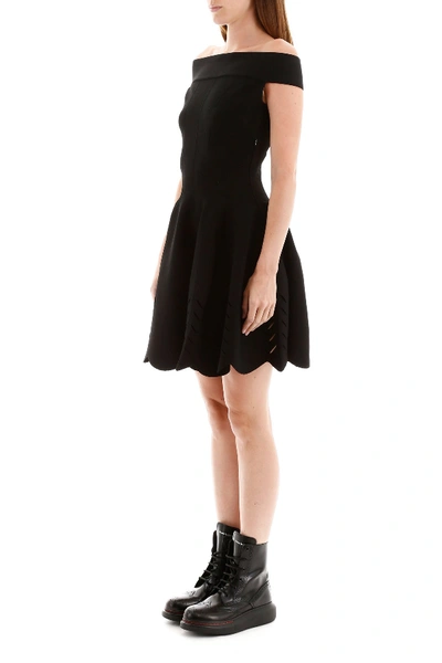 Shop Alexander Mcqueen Off-shoulder Dress In Black