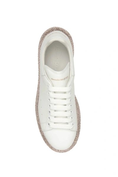 Shop Alexander Mcqueen Oversized Crystal Sole Sneakers In White Light Peach