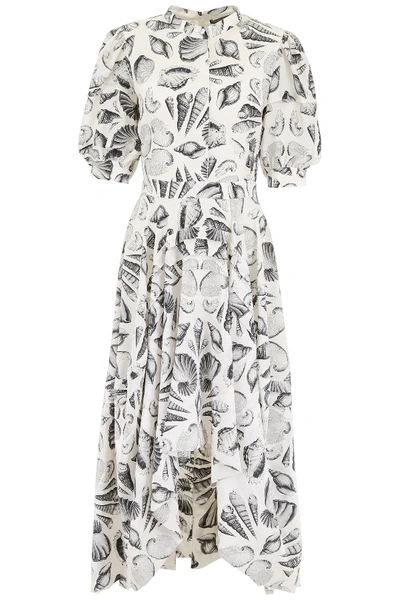 Shop Alexander Mcqueen Shell Print Dress In Ivory Black