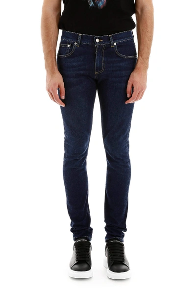 Shop Alexander Mcqueen Skinny Jeans In Blu Washed