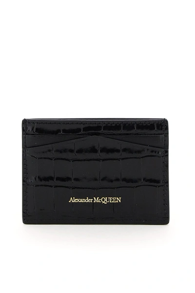 Shop Alexander Mcqueen Skull Card Holder In Black