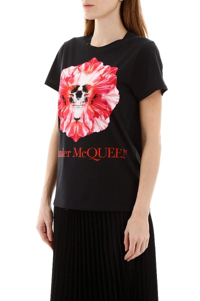 Shop Alexander Mcqueen Skull Flower T-shirt In Black