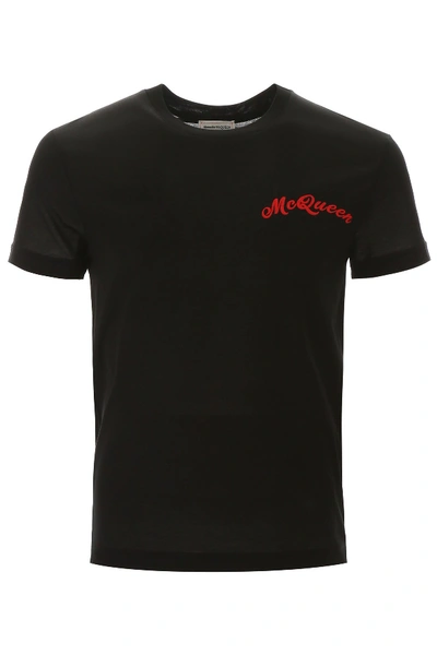 Shop Alexander Mcqueen T-shirt With Embroidered Logo In Black