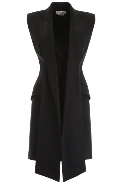 Shop Alexander Mcqueen Vest With Scarf Effect In Black