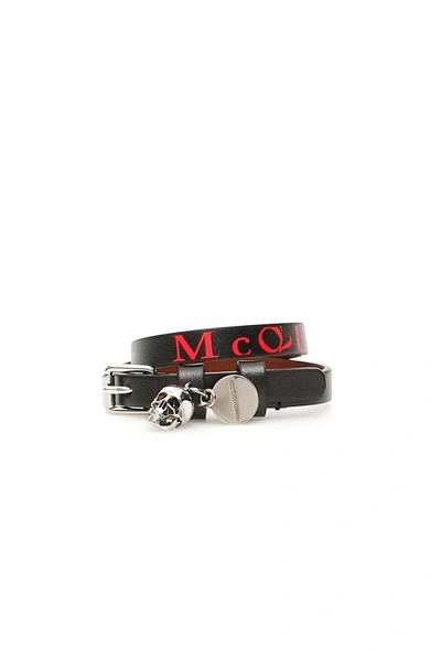 Shop Alexander Mcqueen Wrap Bracelet In Black Lust Red