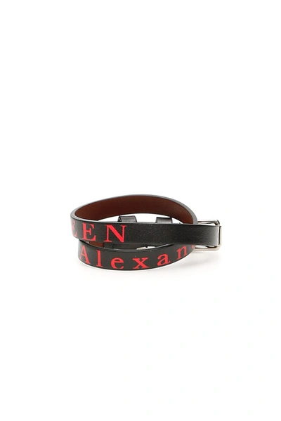 Shop Alexander Mcqueen Wrap Bracelet In Black Lust Red