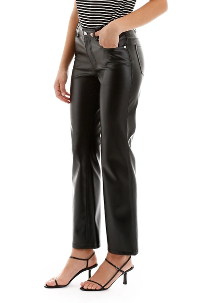 Shop Alexander Wang Faux Leather Trousers In Black