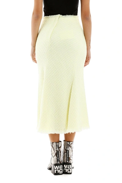 Shop Alexander Wang Tweed Midi Skirt In Highlighter