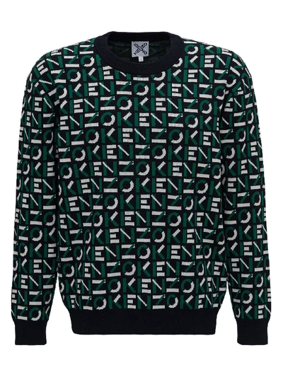 Shop Kenzo Allover Logo Sweater In Green