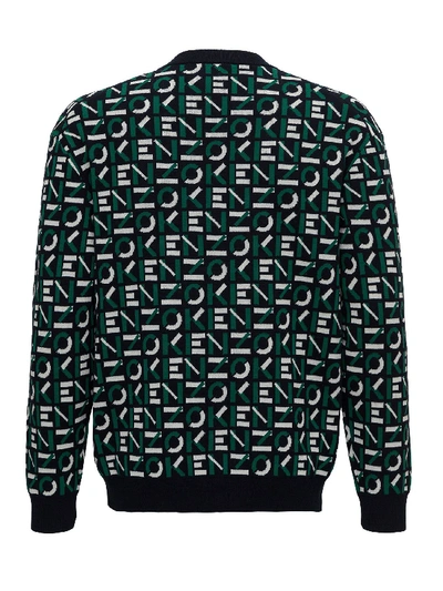 Shop Kenzo Allover Logo Sweater In Green