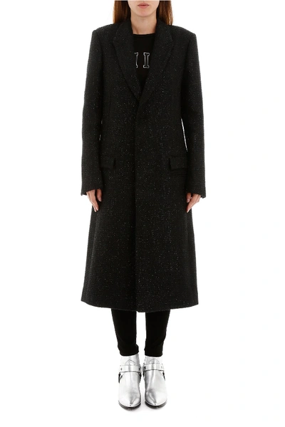 Shop Amiri Boucle' Coat In Black