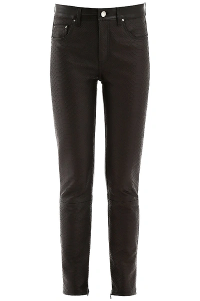 Shop Amiri Python Print Leather Trousers In Black