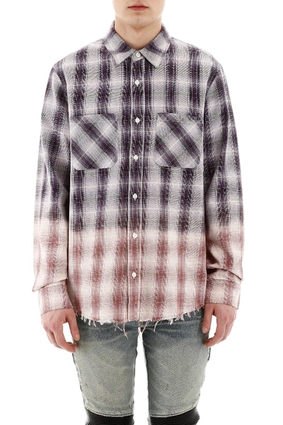 Shop Amiri Tartan Shirt With Lurex In Purple