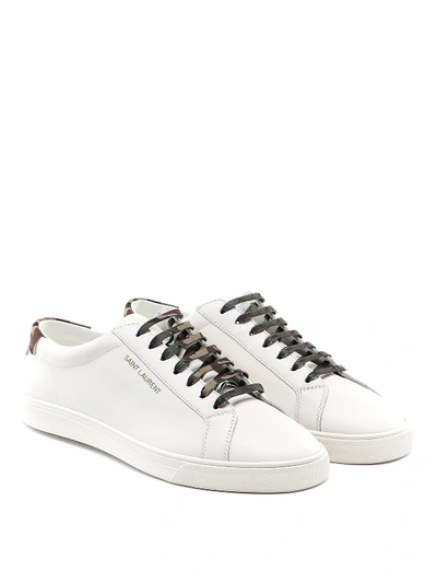 Shop Saint Laurent Andy Sneakers In White Leather In Bianco