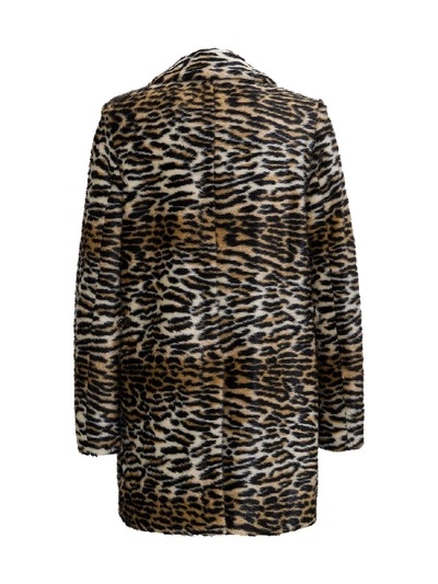 Shop Saint Laurent Animalier Ecological Fur Coat In Beige