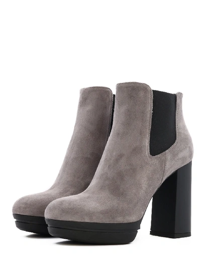 Shop Hogan Ankle Boot Gray Suede In Grey