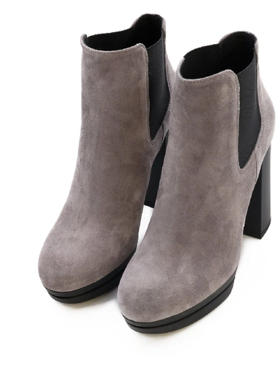 Shop Hogan Ankle Boot Gray Suede In Grey