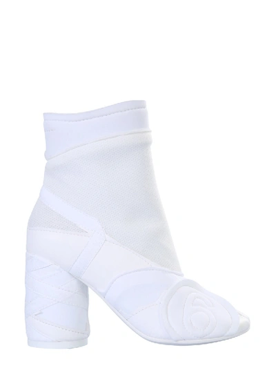 Shop Mm6 Maison Margiela Ankle Boots With "6" Heel In White