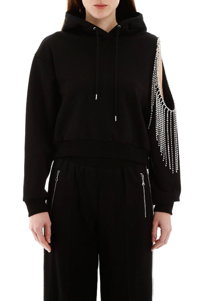 Shop Area Cropped Decorated Hoodie In Black