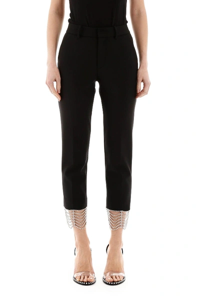 Shop Area Cropped Pants With Crystals In Black