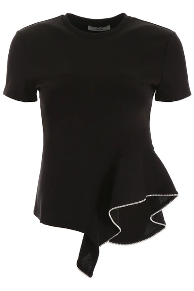 Shop Area Crystal Ruffle T-shirt In Black