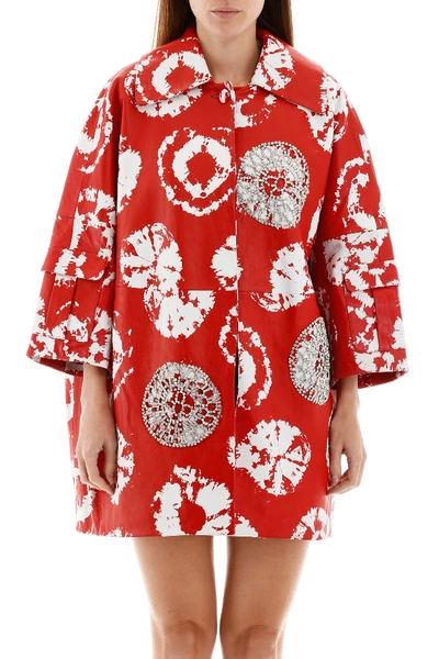 Shop Area Jacquard Coat With Crystals In Red White
