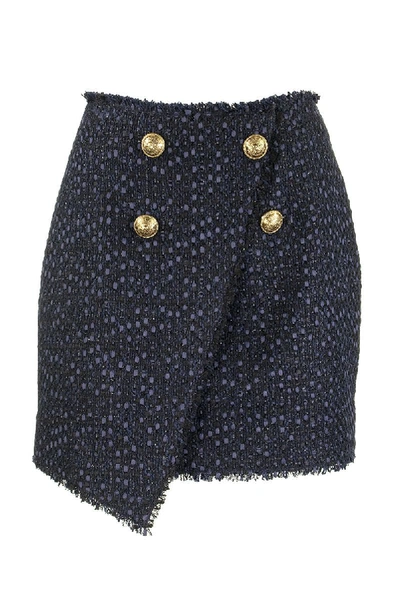 Shop Balmain Asymmetric Skirt Blu In Blue