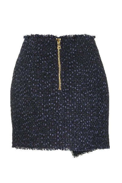 Shop Balmain Asymmetric Skirt Blu In Blue