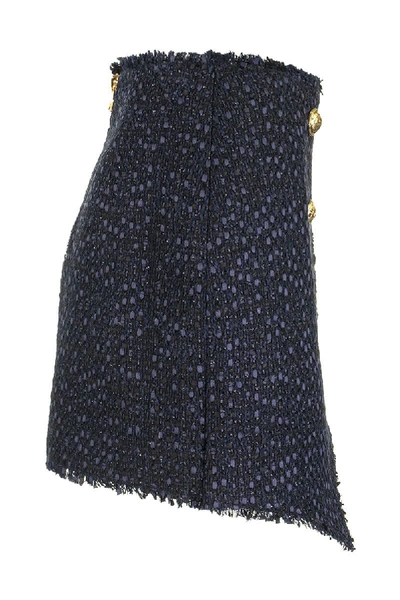 Shop Balmain Asymmetric Skirt Blu In Blue