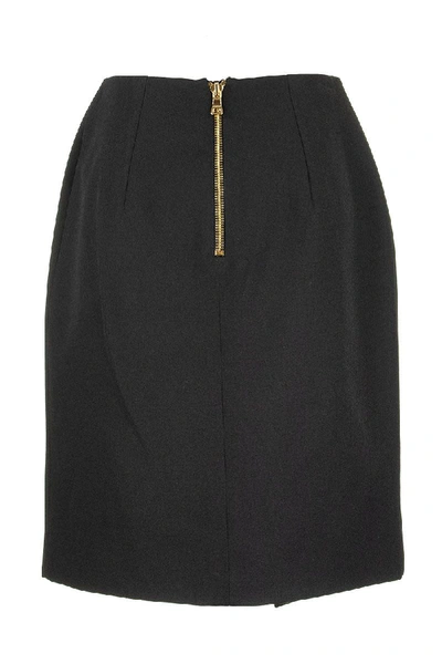 Shop Balmain Asymmetrical Black Wool Wraparound Skirt With Gold-tone Buttons