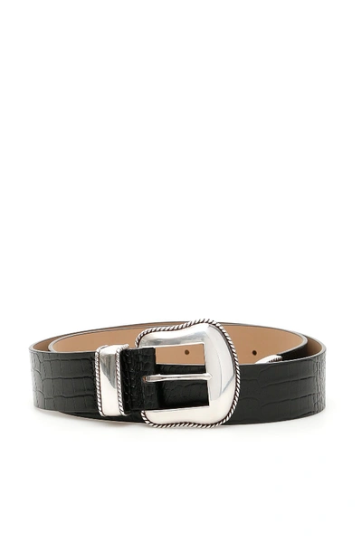 Shop B-low The Belt B Low The Belt Croc Print Villain Belt In Black Silver