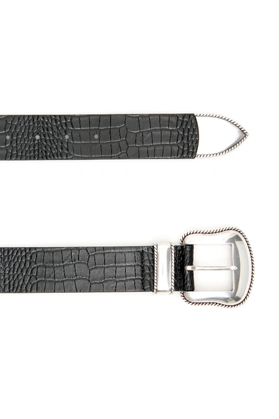 Shop B-low The Belt B Low The Belt Croc Print Villain Belt In Black Silver