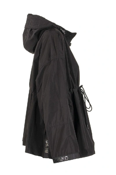 Shop Burberry Bacton Logo Tape Shape-memory Taffeta Hooded Jacket In Black