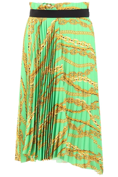 Shop Balenciaga Asymmetric Printed Skirt In Green