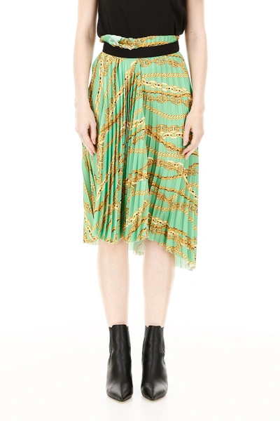 Shop Balenciaga Asymmetric Printed Skirt In Green