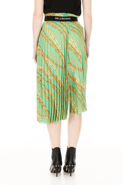 Shop Balenciaga Asymmetric Printed Skirt In Green