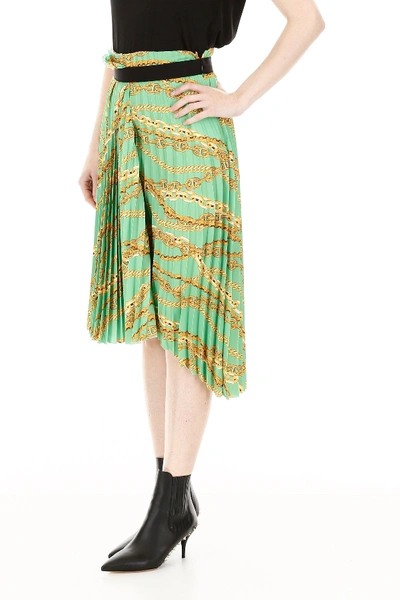 Shop Balenciaga Asymmetric Printed Skirt In Green