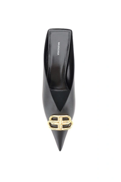 Shop Balenciaga Bb Knife Mules In Black Gold