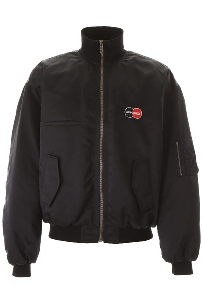 Shop Balenciaga Bomber Jacket With Uniform Logo In Black